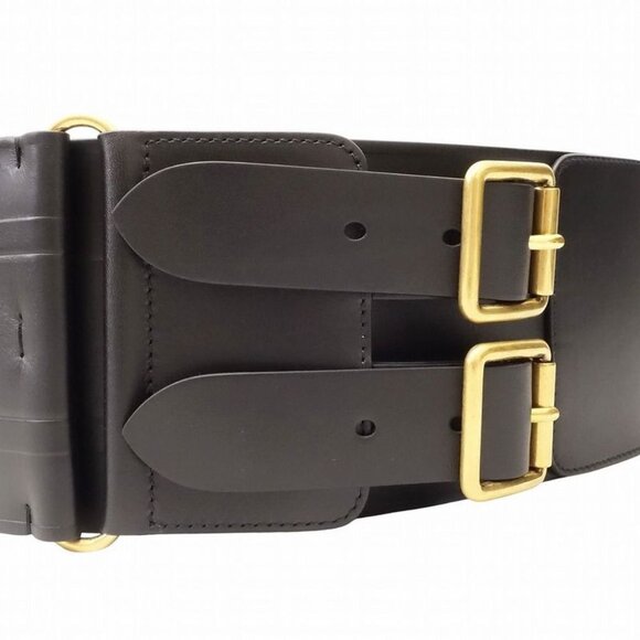Christian Dior Logo Belt Corset Leather Double Waist Gold Hardware TNT main image 6